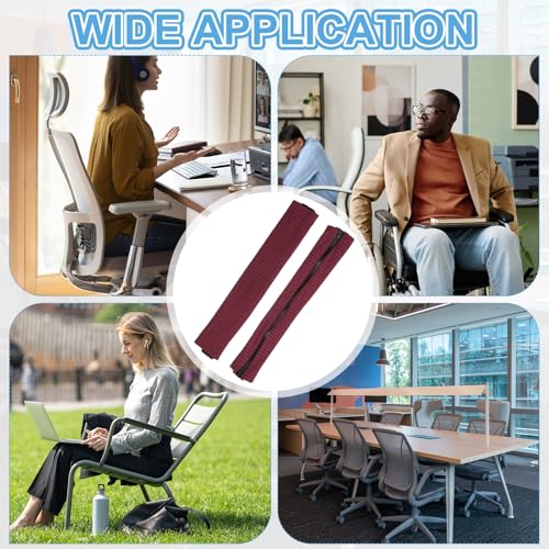 PATIKIL 22x4.3 in Office Chair Armrest Covers, 1 Pair Office Chair Arm Covers Long Computer Chairs Arm Rest Cover with Zipper Removable Rest Slipcover Hand Rest Protector, Burgundy - color: Burgundy, size: 22"