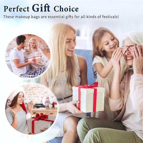 NATINSA Cute Makeup Bag for Women(2 Pcs), Travel Cosmetic Bags, Quilted Coquette Aesthetic Floral Toiletry Organizer Bag (46 - Sky Blue/4Pcs) - color: 46 - Sky Blue/4Pcs