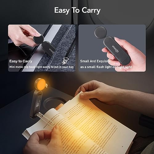 VAVOFO USB Rechargeable Book Light, Blue Light Blocking, Amber Clip-On Bookmark Shaped Reading Light, Eye Care 6 LEDs With 9 Lighting Modes for Bookworms (Grey) - color: Gray