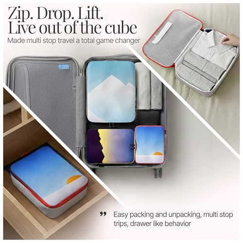 Well Traveled 8 pcs Compression Packing Bags Cubes Set with HybridMax Double-Capacity Design - Packing Cubes for Travel Compression to Maximize Limited Luggage Space, Vista - color: Vistas, size: 8-piece