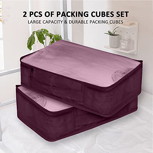 Packing Cubes Set, 2 Pcs Packing Organizers Set for Suitcases (Burgundy) - color: Burgundy
