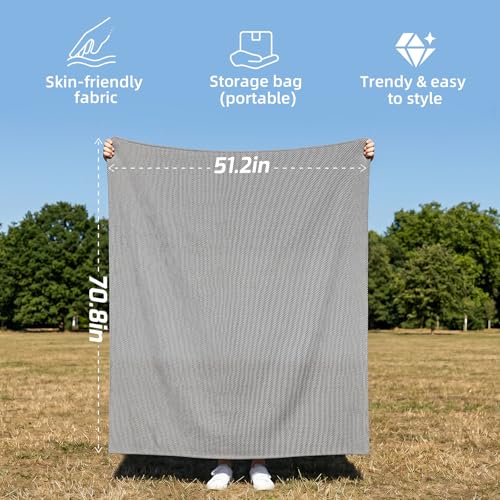 Travel Blanket Airplane - Ultra Soft & Lightweight Knit Design Compact Airplane Blanket,53x72 Inch,Stylish Travel Shawl Wraps for Flights,Office,Home Use,Travel Essentials & Gifts (Grey) - color: Grey