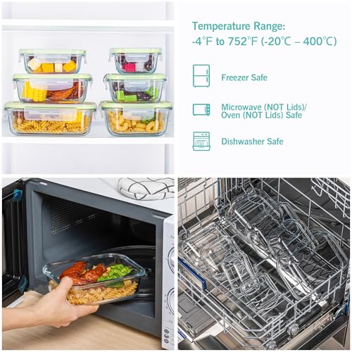 Vtopmart 8 Pack Glass Food Storage Containers with Lids (Grass Green) - color: Grass Green