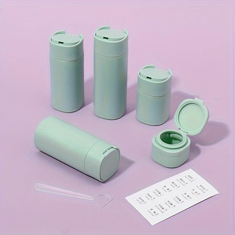 5pcs Travel Cream Dispenser Bottles Set Travel Bottles Toiletry Containers Set, TSA Approved, Travel Essentials - color: Light Green