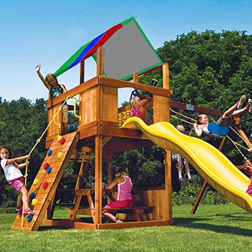 Alpurple Swing Set Replacement Tarp- 52" x 90" Kids Playground Roof Canopy, Replacement Sunshade Waterproof Trap Cover for Children Outdoor Sunproof (Green Blue red) - color: Green Blue Red