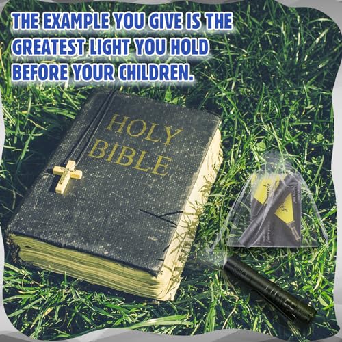 Coume Fathers Day Small Pocket Flashlight Gifts for Church Pocket Light Motivational Quote Card Bible Verse Cards and Organza Bags for Men Thank You Gifts, Not Include Batteries(30 Sets)