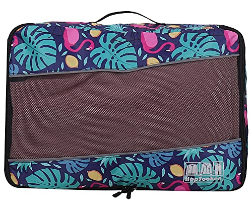 5 Set Packing Cubes for Travel Large Suitcase Luggage Organizer Bags Travel Accessories Vacation 4 Cubes 1 Laundry Pouch Bag - color: Pineapple