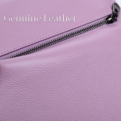 Bveyzi Ultra Slim Thin Leather RFID Blocking Credit Card Holder Bifold Clutch Wallets for Women - color: Light Purple