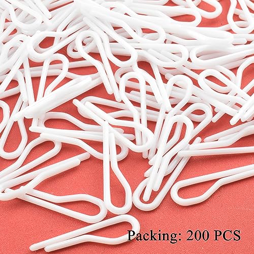 HAHIYO 1.4inch/35mm 200Pcs White Plastic U Shape Alligator Clip - Toothless Clothespin Fabric Clip Garment Shirt Folding Clip for Sewing Room Folding Sock Tie Pant Securing Fabric to Comic Board - size: White - 1.4 inches - 200 Count - Toothless