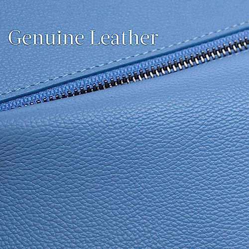 Bveyzi Ultra Slim Thin Leather RFID Blocking Credit Card Holder Bifold Clutch Wallets for Women - color: Blue