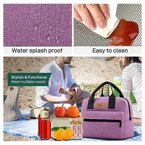 HOMESPON Insulated Lunch Bag for Women Men Lunch Box Cooler Lunch Tote for Work Picnic (Purple) - color: Purple