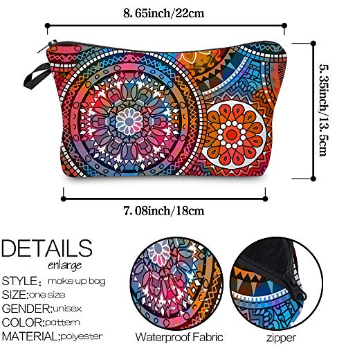 Deanfun Cosmetic Bag for Women, Mandala Flowers Waterproof Makeup Bags Roomy Toiletry Pouch Travel Accessories Gifts (51555) - color: 51555