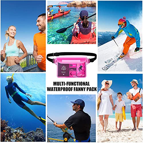 AiRunTech Waterproof Pouch with Waist Strap (2 Pack) | Beach Accessories Best Way to Keep Your Phone and Valuables Safe and Dry | Perfect for Boating Swimming Snorkeling Kayaking Beach Pool Water Park - color: Blue + Pink