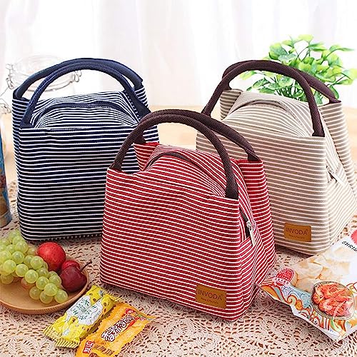 Lunch Bags Reusable Lunch Tote Bags Portable Lunch Cooler Bag Lunch Holder Insulated Lunch Box Bag for Picnic Office Beach (Blue) - color: Blue