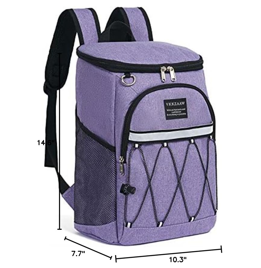 Backpack Cooler Backpack 26 Cans Insulated Leak Proof for Women Men Beach Camping Picnic Fishing Hiking Lunch Backpack Waterproof Cooler - color: Purple, size: Medium
