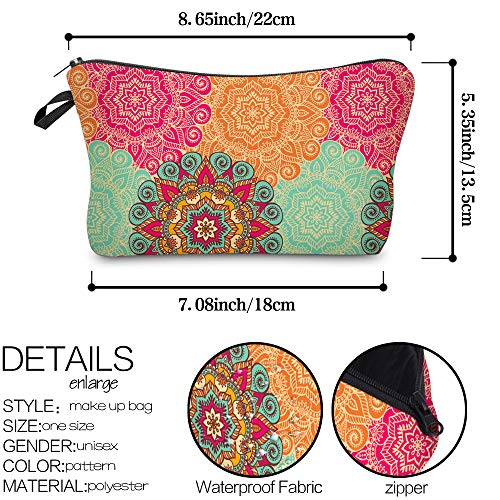 Deanfun Cosmetic Bag for Women, Mandala Flowers Waterproof Makeup Bags Roomy Toiletry Pouch Travel Accessories Gifts (51560) - color: 51560