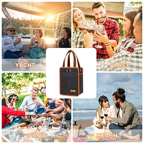 Foyego 6 Bottle Wine Tote Bag, Insulated Thermal Padded Wine Carrier Tote, Reusable Wine Bags for Wine Bottles Travel, Camping and Picnic, Perfect Wine Lover Gift - color: 6 Bottle