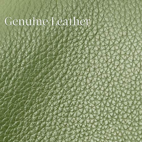 Bveyzi Ultra Slim Thin Leather RFID Blocking Credit Card Holder Bifold Clutch Wallets for Women - color: Olive Green