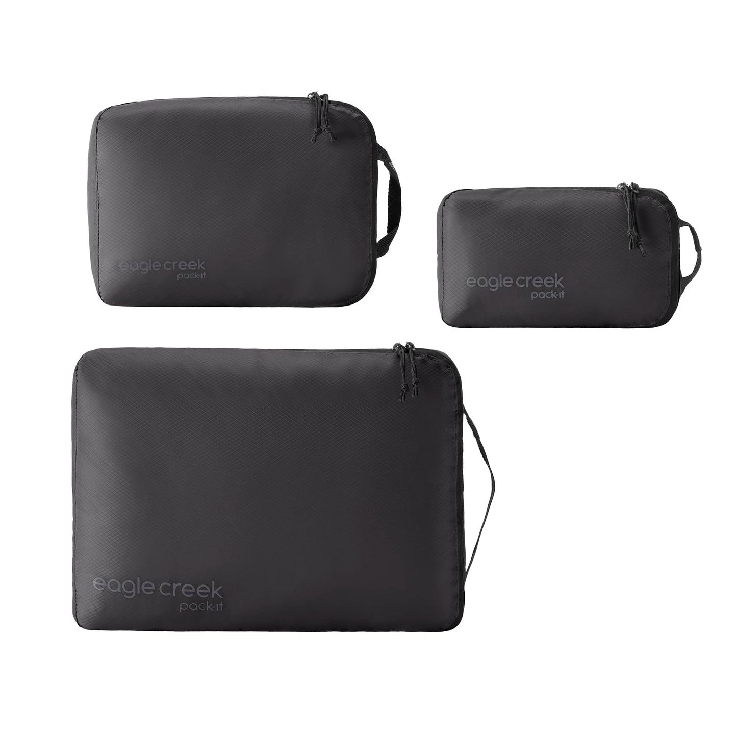 Eagle Creek Pack-It Isolate Cube Set - Packing Cubes for Stackable Storage - Convenient Top Handle - Easy Grab Zipper Pull - Black - XS/S/M - 3 - color: Black