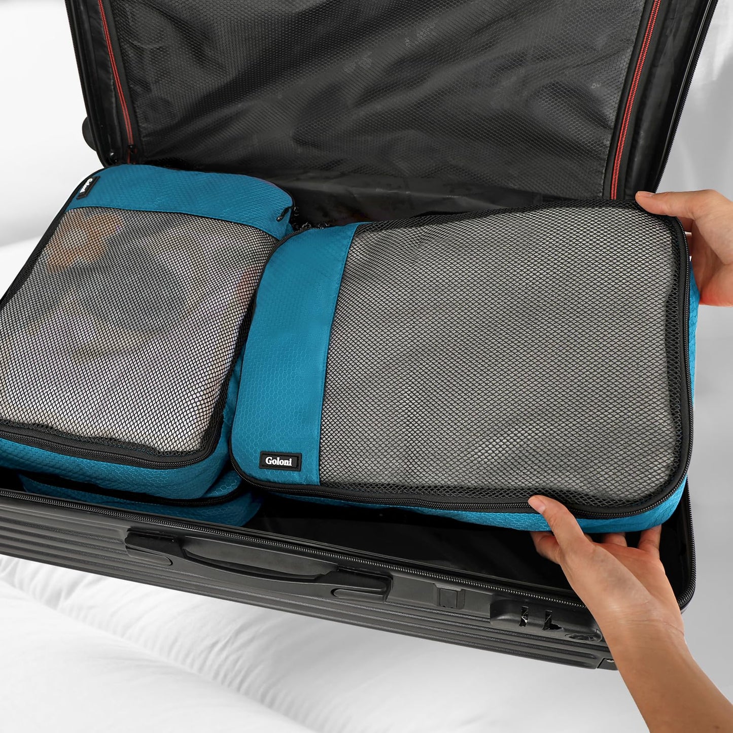 Packing Cubes for Travel Essentials,4 Set Packing Cubes for Suitcases,Lightweight Mesh Luggage Organizer Bag,Blue - color: Blue