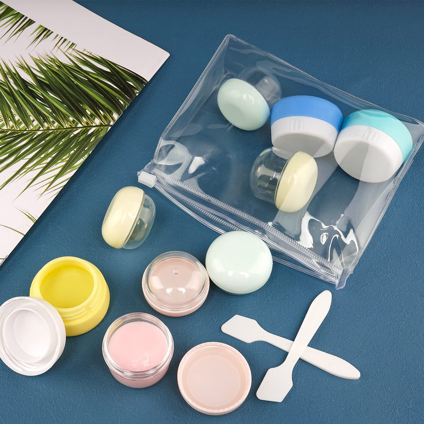 Cosywell Travel Jars for Creams 9PCS Travel Size Containers for Toiletries Cream Jars Refillable Leak-proof Travel Accessories with Lid for Lotion Cosmetic Makeup Body Cream (Plastic-6 & Silicone-3) - style: E-9 Pieces Plastic-6 & Silicone-3