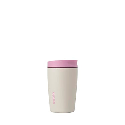 Owala SmoothSip Slider Insulated Stainless Steel Coffee Tumbler, Reusable Iced Coffee Cup, Hot Coffee Travel Mug, BPA Free 12 oz, Pink/Tan (Daybreak) (Pack of 8) - color: Daybreak, size: 12 Ounces (Pack of 8)