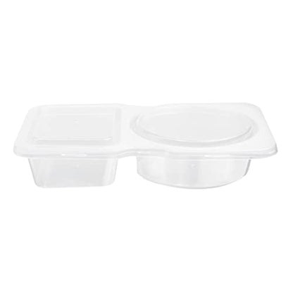 Futura 5 Ounce Snack Containers, 100 Microwavable Sauce Containers - 2 Compartments, Hinged Lid, Clear Plastic Portion Cups, For Condiments Or Dips - Restaurantware - size: 5 oz
