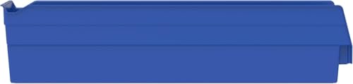 Akro-Mils 30128 Plastic Shelf Bins, Heavy Duty Storage Bins for Garage, Closet, and Drawer Organization, 18 x 4 x 4 inches, Blue, 12-Pack - color: Blue