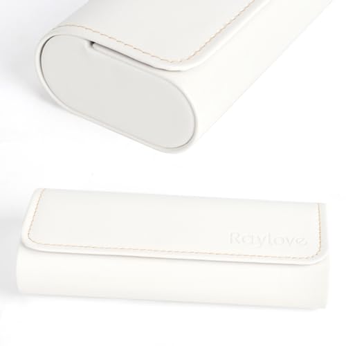 RayLove Hard Shell Glasses Case, Lightweight Leather Eyeglass Case, Travel-Friendly Sunglasses Protector for Men & Women - color: White