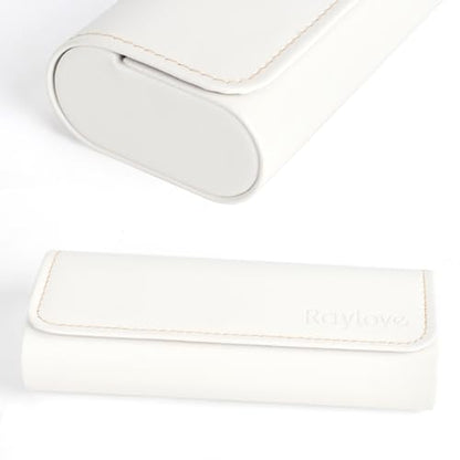 RayLove Hard Shell Glasses Case, Lightweight Leather Eyeglass Case, Travel-Friendly Sunglasses Protector for Men & Women - color: White