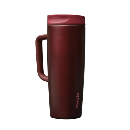 Owala SmoothSip Slider Stainless Steel Insulated Travel Mug with Handle, 100% Leak Proof, For Hot and Cold Drinks, Travel Friendly with Sliding Lock Lid, BPA Free, 24 oz, Black Cherry - color: Black Cherry, size: 24 Ounces