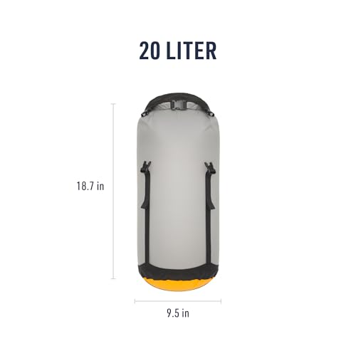 Sea to Summit eVac Ultra-Lightweight Compression Dry Bag, Waterproof Dry Storage, 20 Liter, High Rise Grey - color: High Rise Grey, style: 20 Liter