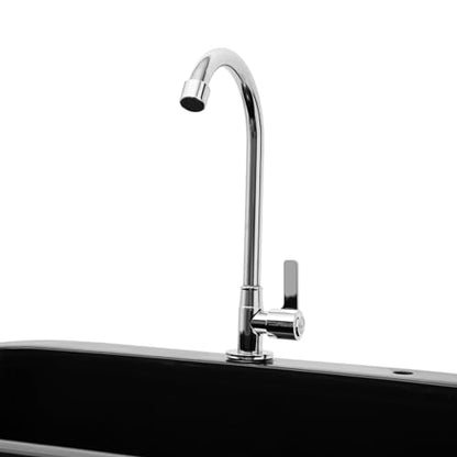 Utility Sink Laundry Tub, Indoor Outdoor Utility Sink with 360° Rotating Faucet, Hoses and Drain Kit, Freestanding Utility Sink for Laundry Room, Garage, Garden - color: Black, 23.6 x 15.8 x 30.1in