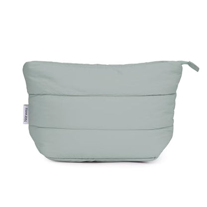 Narwey Travel Makeup Bag for Women Girl, Puffer Makeup Up Organizer Bag Cosmetic Bag, Puffy Cute Makeup Pouch Purse, Travel Toiletry Bag (Sage Green) - color: Green