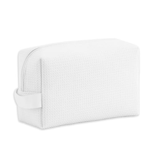 DYSHAYEN Waffle Makeup Pouch Bag, Small Travel Cosmetic Bag, Gifts for Women Bridesmaid,Wedding,Christmas (White) - color: White