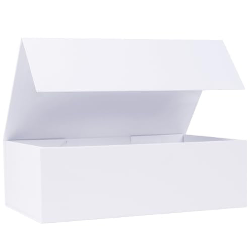 LFBOX White Gift Box with Magnetic Lids 13.8x8.3x4.4 in, Large Bridesmaid Groomsman Proposal Boxes, Rectangle Storage Box 1 Pack - color: White, size: 1 count (Pack of 1)