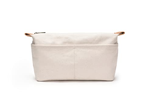 Insert Storage Bag Purse Organizer and Cosmetic Travel Bags for Women Makeup Bag with Compartments Three Sizes Cotton Canvas built-in compartments functiona and fashionable - color: Beige, size: Medium