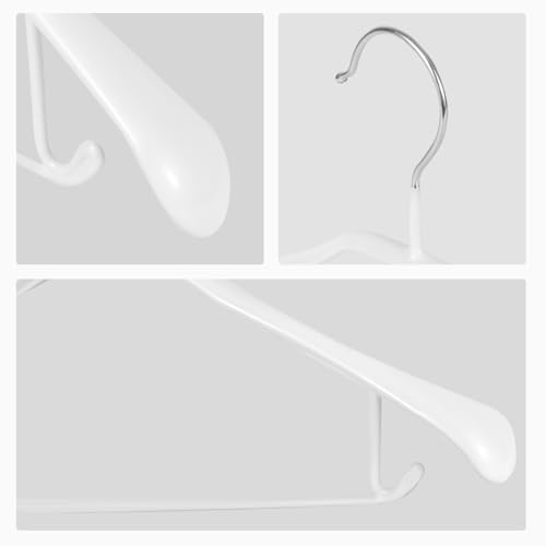 5 Pack Wide Shoulder Hangers 17” Metal Suit Hangers Smooth Soft Gloss Grippy Flexible Thick Rubber Blazer Non Slip Jacket Clothes Hangers White - color: White