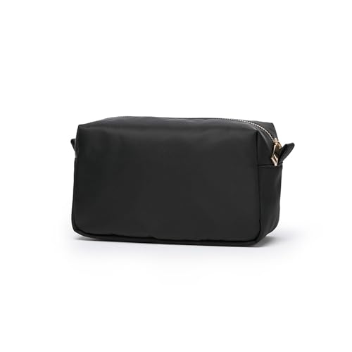 Organizer Bag Lightweight Cosmetic Bag with Ring Clasp Perfect Travel Makeup Bag for Women nylon Stand Up Design (Black/Nylon) - color: Black-nylon
