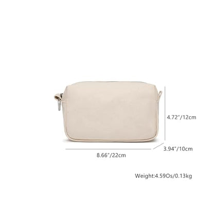 Organizer Bag -Lightweight Cosmetic Bag with Ring Clasp, Perfect Travel Makeup Bag for Women,nylon Stand Up Design (Beige/Canvas) - color: Beige/Canvas
