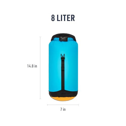 Sea to Summit eVac Ultra-Lightweight Compression Dry Bag, Waterproof Dry Storage, 8 Liter, Atoll Blue - color: Atoll Blue, style: 8 Liter