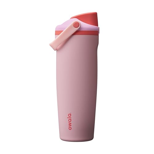 Owala FreeSip Sway Insulated Stainless Steel Water Bottle with Two-Way Spout, Built-In Straw and Bucket Handle, Made for Travel, School, and Sports, 30oz, BPA Free, Leak Proof, Pink Angel Food Cake - color: Angel Food Cake, size: 30 Ounces
