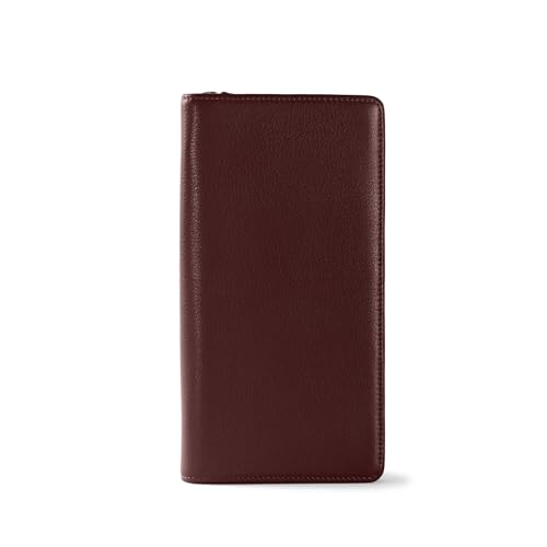 Leatherology Bordeaux Full Grain Leather Zip Around Travel Wallet – RFID Passport Organizer for Cards, Cash & Travel Documents - color: Bordeaux