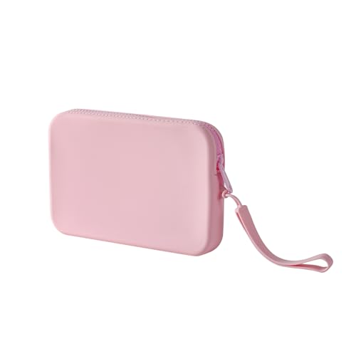 Large Silicone Multifunctional Essential Bag Portable Travel Makeup Bag for Women Men Cards Cash Bag Zipper Pouch (Pink) - color: Pink
