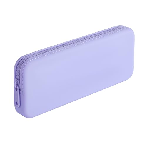 JOVAKIT Rectangle Portable Silicone Cosmetic Bag for Women, Travel Waterproof Makeup Bag Gifts for Women Girls, Zipper Closure Makeup Brush Toiletry Case Travel Storage Organizer Pouch (Purple) - color: Purple