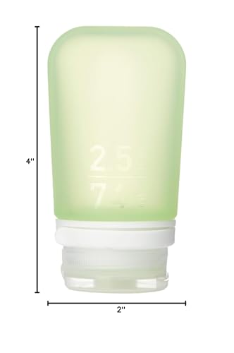 humangear GoToob+ (Medium) | Refillable Silicone Travel Bottle | Locking Lid | Food-Safe Material | Green, Medium (2.5 fl.oz.; 74ml) - color: Green, size: 2.5 Ounces
