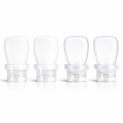 1 oz Silicone Travel Bottles, Leakproof Squeeze Bottle Mini Travel Size Container for Toiletries Lotion Shampoo and Conditioner Liquid Salad Dressing to go Condiment, TSA Approved, 4 Pack - color: Clear, White, size: 1 oz