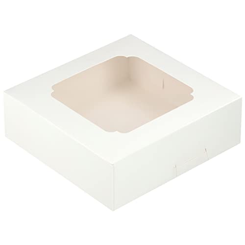 20 Pack Bakery Boxes with Window Small 6x6x2 inch for Cookie, Candy, Pastry, Brownie, Chiffon Cake, Tart, Pie, Waffle (White) - color: White