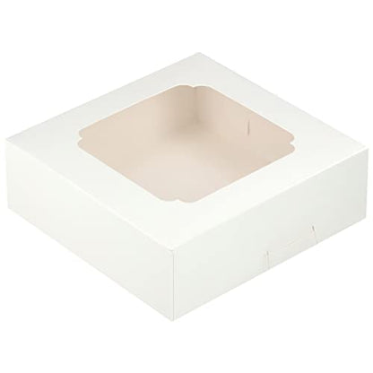20 Pack Bakery Boxes with Window Small 6x6x2 inch for Cookie, Candy, Pastry, Brownie, Chiffon Cake, Tart, Pie, Waffle (White) - color: White