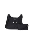 Baggallini Crossbody Travel Bag 11x8.5 Lightweight Water-resistant Nylon Handbag - color: Black With Sand Lining